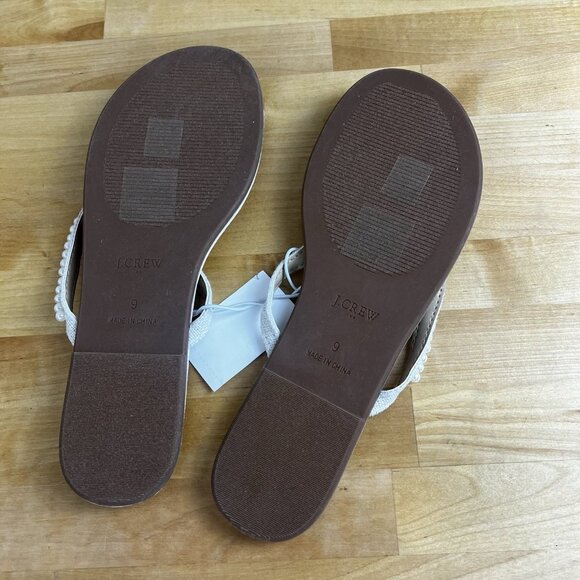 J. Crew Factory Pearl Easy Summer Flip-Flops Flat Sandal‎ Women's Size 9 FLAW - Picture 9 of 11